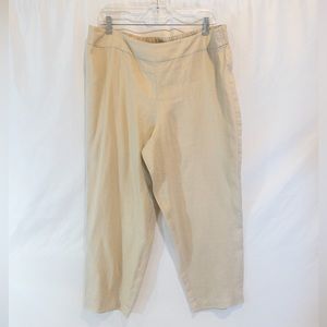 Eileen Fisher Linen Flat front cropped pant - large